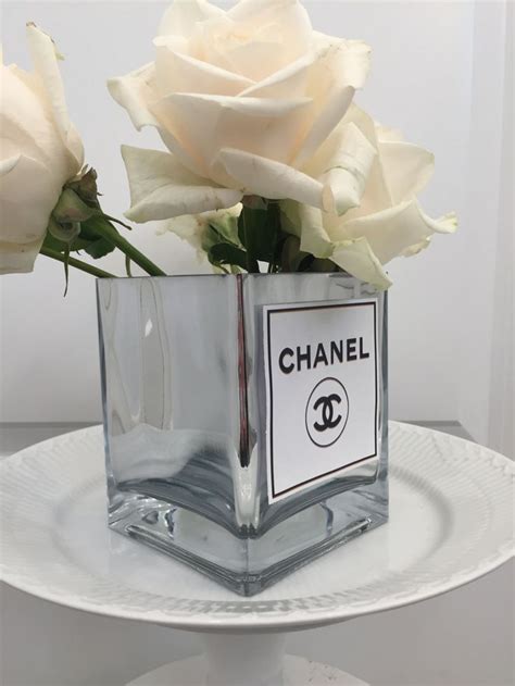 chanel glass flower vase|Chanel glass vase.